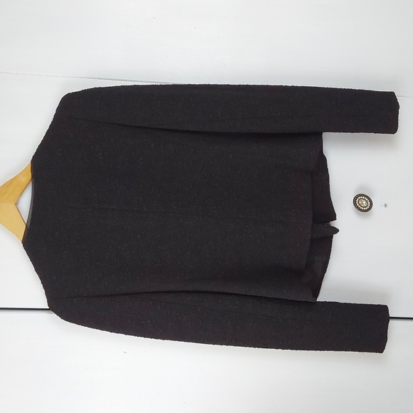 Ann Taylor Black Textured Jacket/Sports Coat Zip Pockets Elegant Office. Sz.6 - Picture 4 of 7